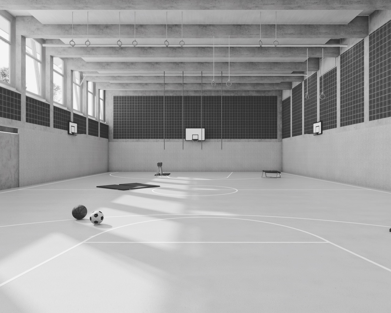 studiobirk, Schulanlage, Benken, Neubau, Turnhalle, Schulraumerweiterung, Kindergarten, Untergeschoss, Turnhalle