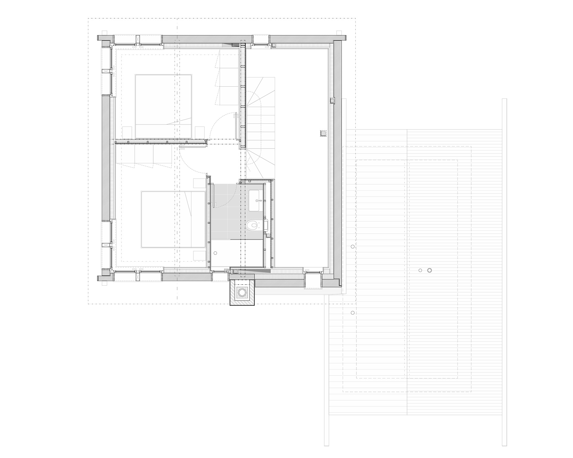 studiobirk, Furi, Zermatt, Holzbau, Vollholzbauweise, Dachgeschoss