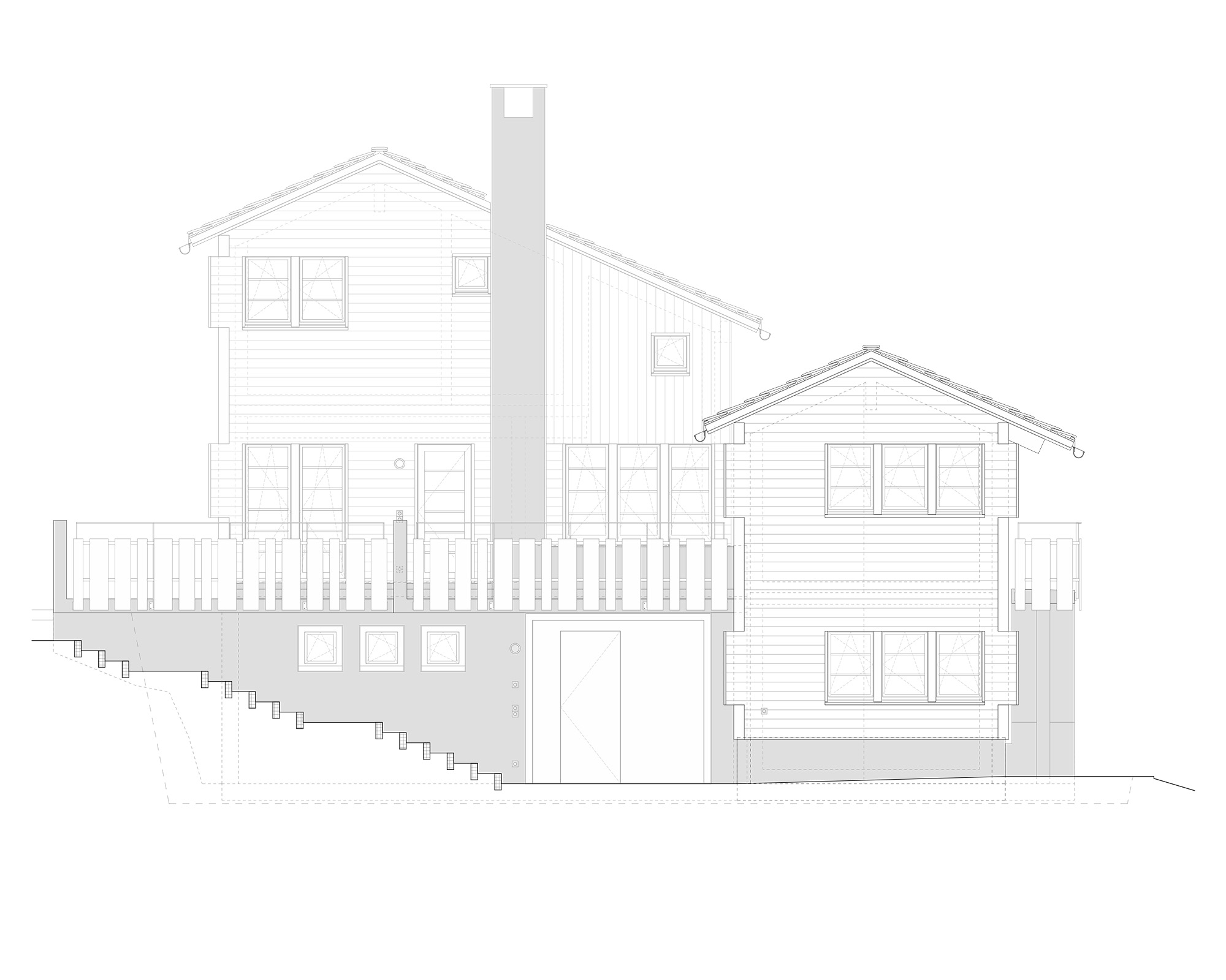 studiobirk, Furi, Zermatt, Holzbau, Vollholzbauweise, Ostfassade
