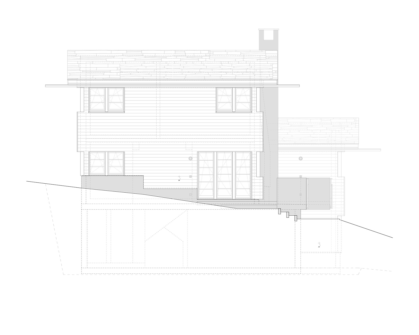 studiobirk, Furi, Zermatt, Holzbau, Vollholzbauweise, Suedfassade