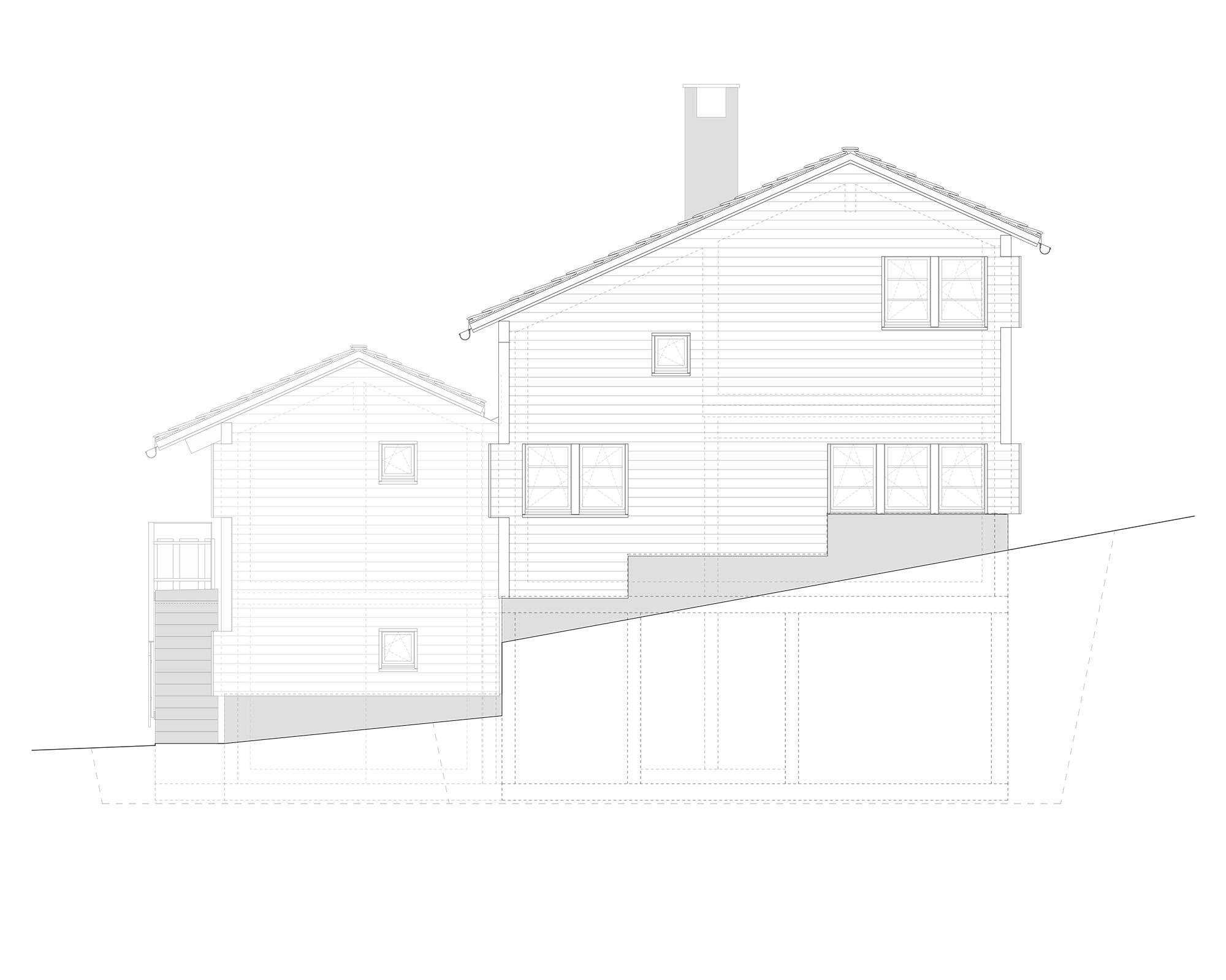 studiobirk, Furi, Zermatt, Holzbau, Vollholzbauweise, Westfassade